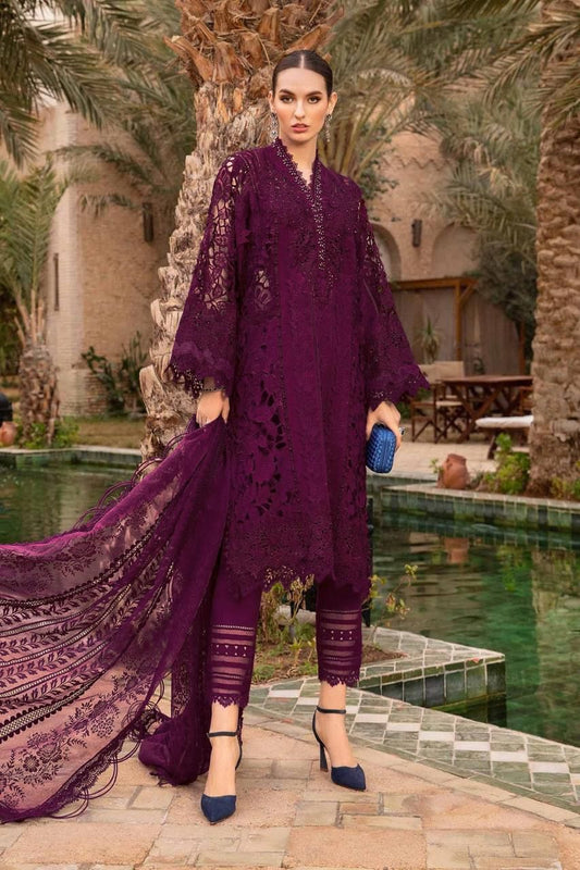 Premium  3 Piece Unstitched Cotton Embroidered Suit  Luxury Organza Dupatta