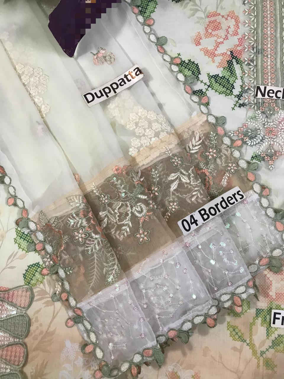 Premium 3 Piece Unstitched Suit with Heavy Embroidered Shiffon Dupatta