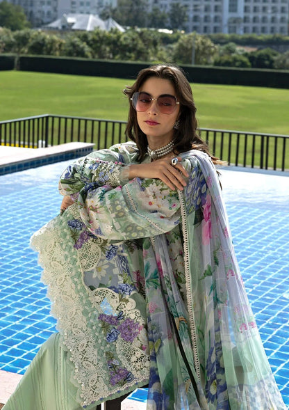 Premium 3 Piece Unstitched Suit with Printed Silk Dupatta
