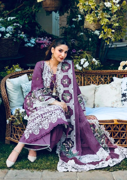 Premium 3 Piece Unstitched Embroidery Suit with Khaddi Net Embroidered Dupatta