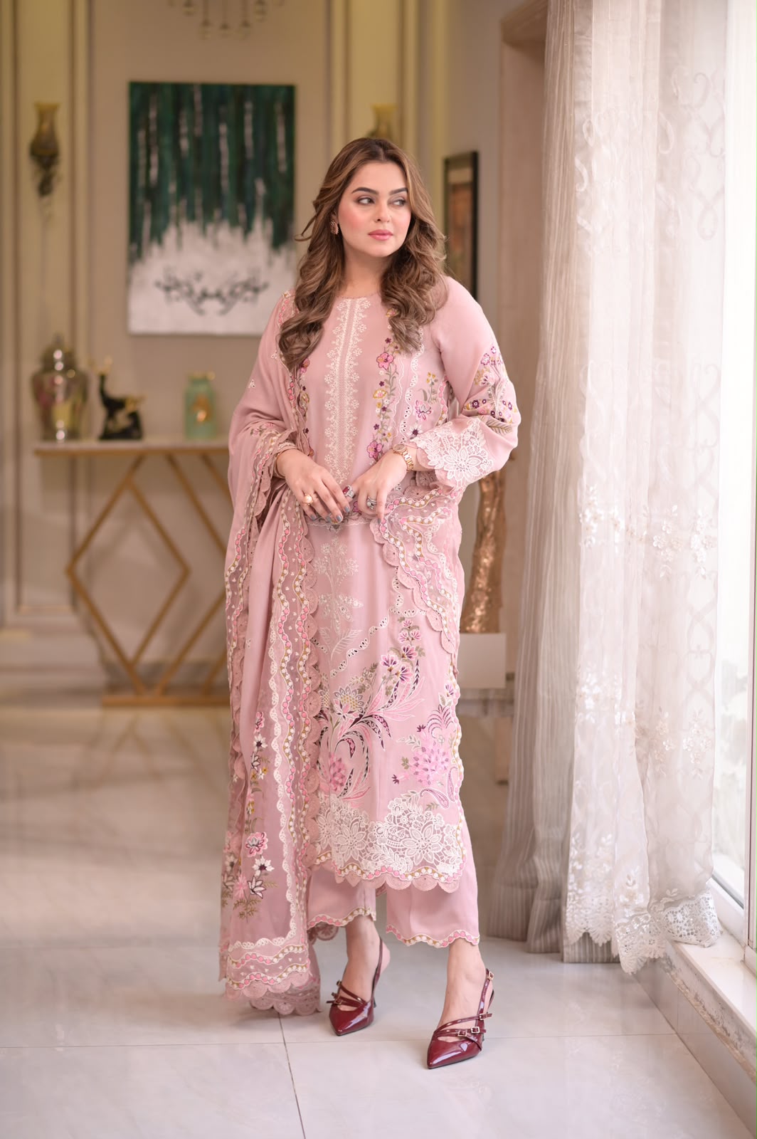 3 Piece Unstitched Chicken Kari Embroidered  Lawn Suit