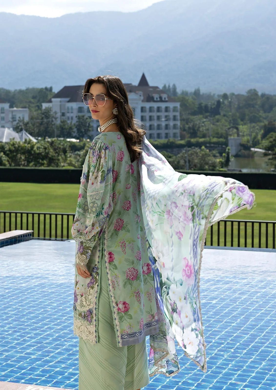 Premium 3 Piece Unstitched Suit with Printed Silk Dupatta