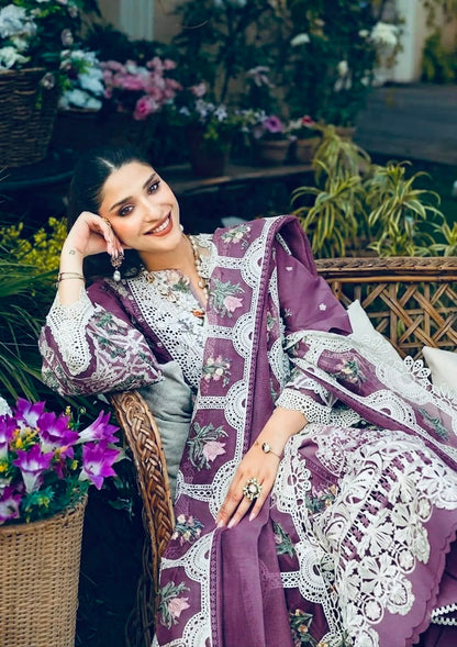 Premium 3 Piece Unstitched Embroidery Suit with Khaddi Net Embroidered Dupatta