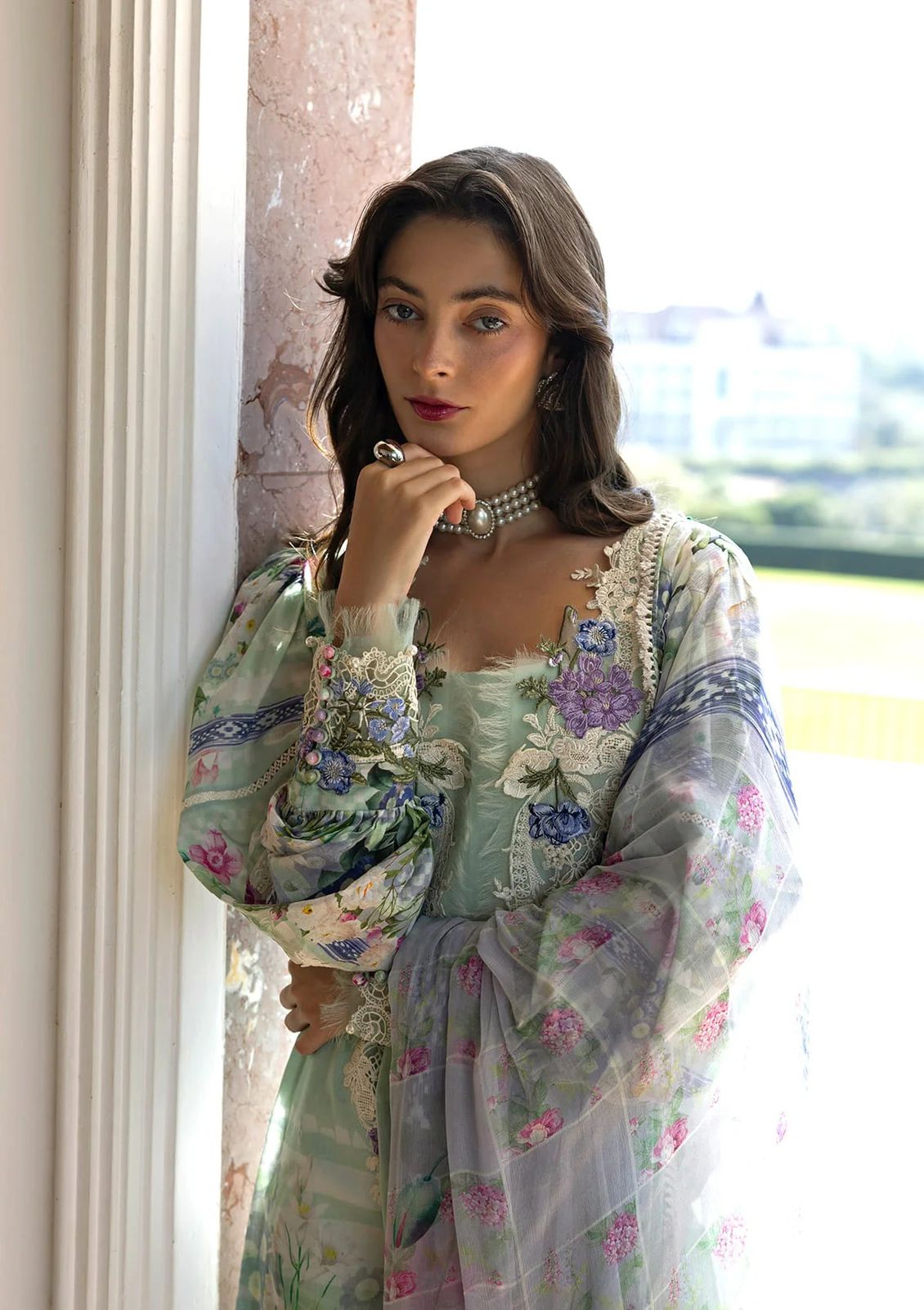 Premium 3 Piece Unstitched Suit with Printed Silk Dupatta