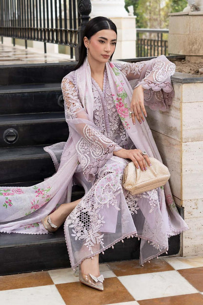 Premium 3 Piece Unstitched Embroidered Lawn Suit with Digital Silk Dupatta