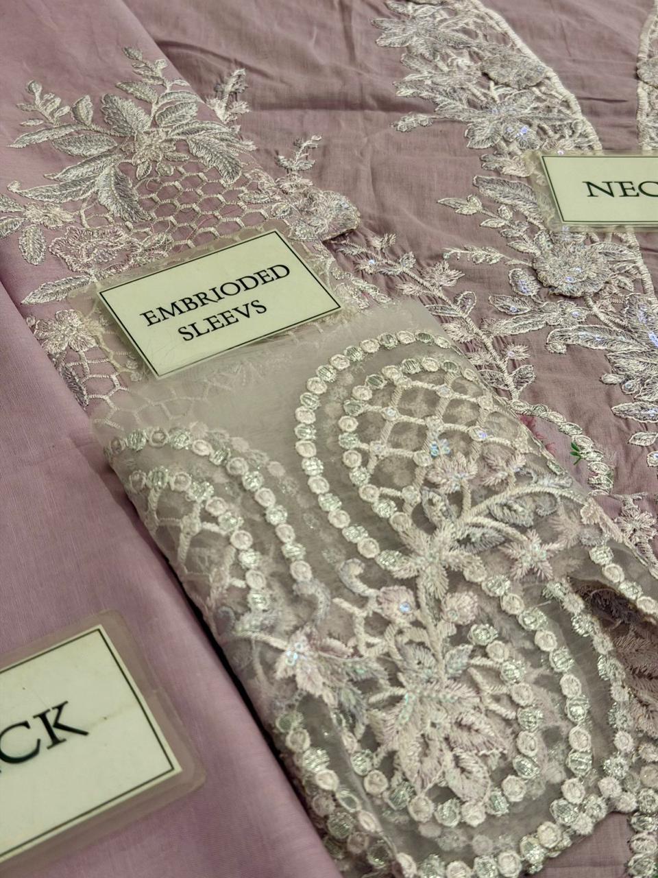 Premium 3 Piece Unstitched Embroidered Lawn Suit with Digital Silk Dupatta