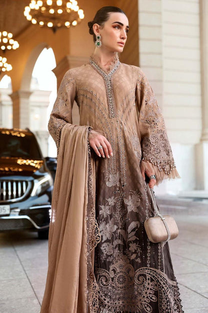 3 Piece Unstitched Embroidery Law Suit with Embroidered Shiffon Dupatta