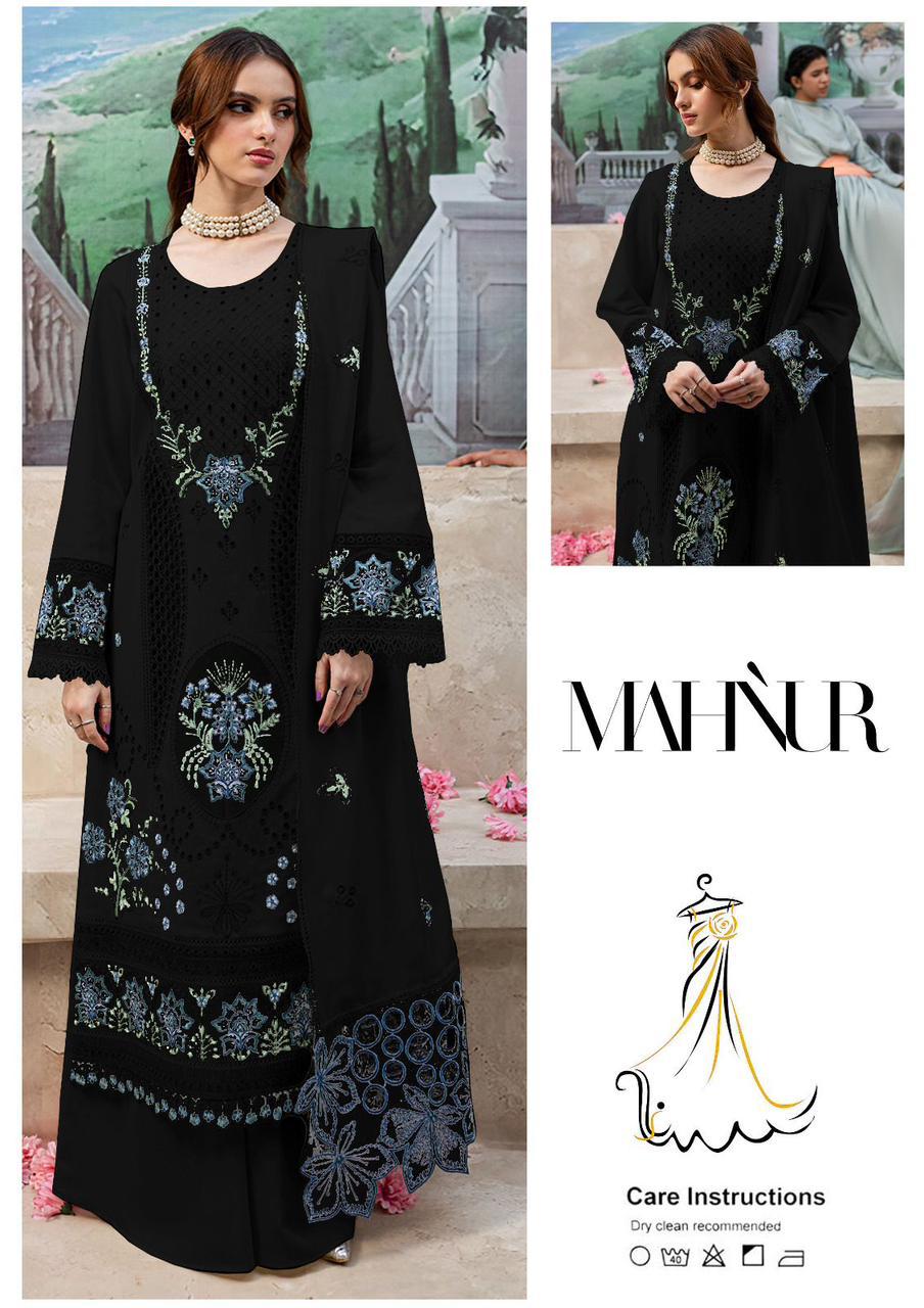 Premium  3 Piece Unstitched Chikankari Embroidered Suit with Embroidered Shiffon Dupatta