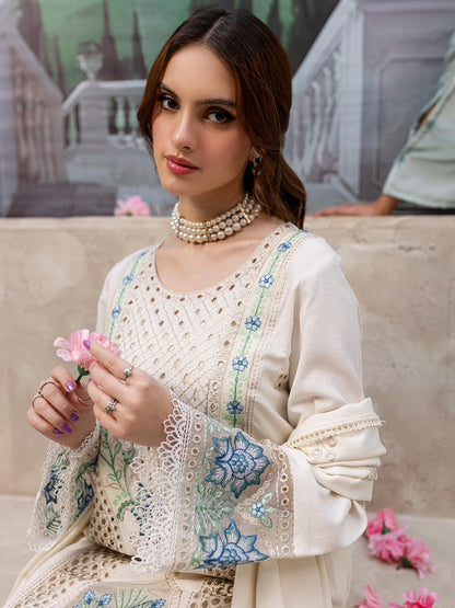 3 Piece Chikankari Embroidered Lawn Dress with Shiffon Dupatta