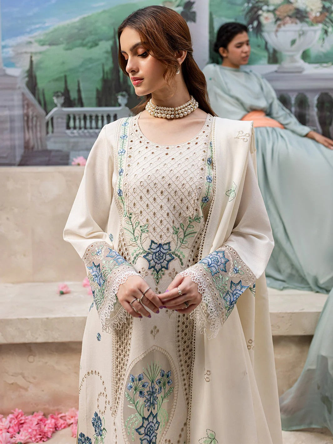 3 Piece Chikankari Embroidered Lawn Dress with Shiffon Dupatta