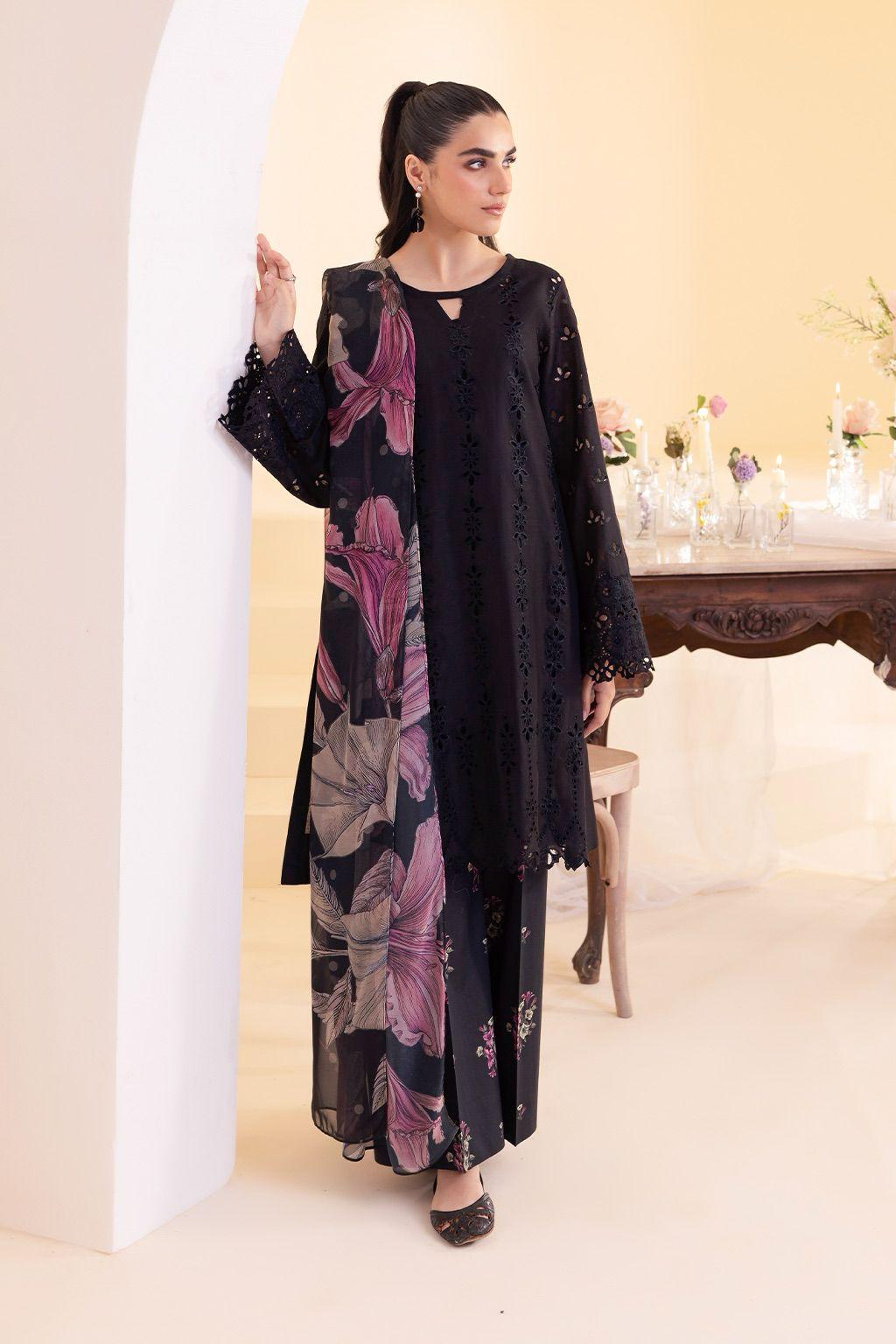 Premium 3 Piece Unstitched Chikankari Lawn Suit with Silk Dupatta