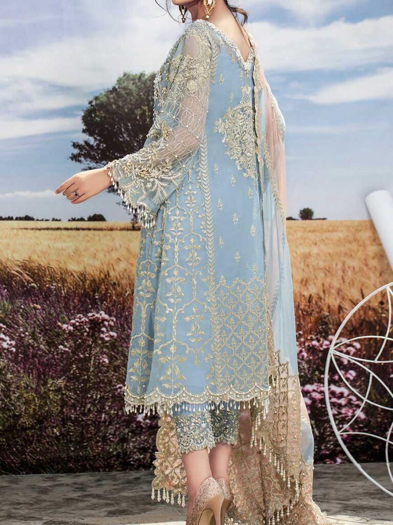 3 Piece Unstitched Organza Suit with Heavy Handwork