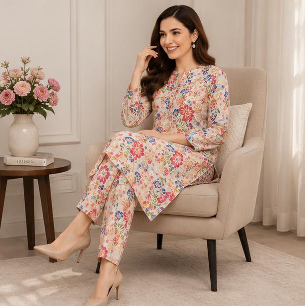 2 Piece Printed Lawn Suit – Premium Soft Fabric