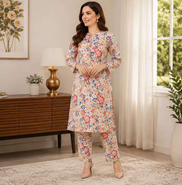 2 Piece Printed Lawn Suit – Premium Soft Fabric