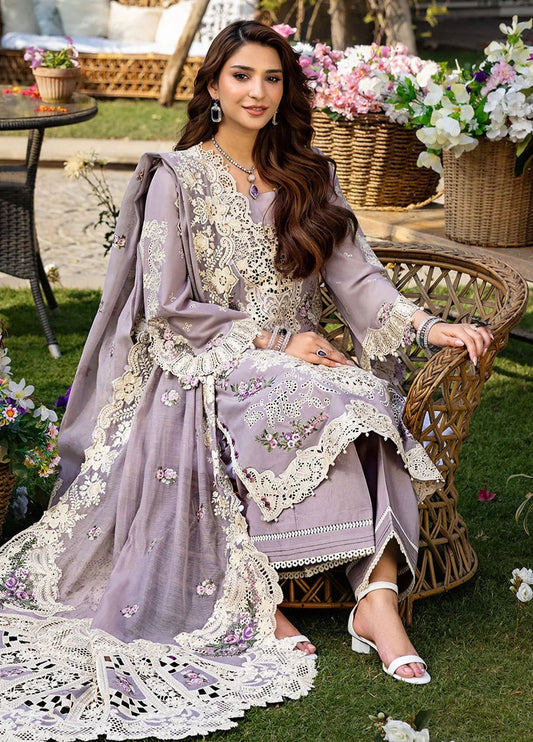 Premium 3 Piece Unstitched Embroidery Suit with Heavy Embroidered Organza Dupatta