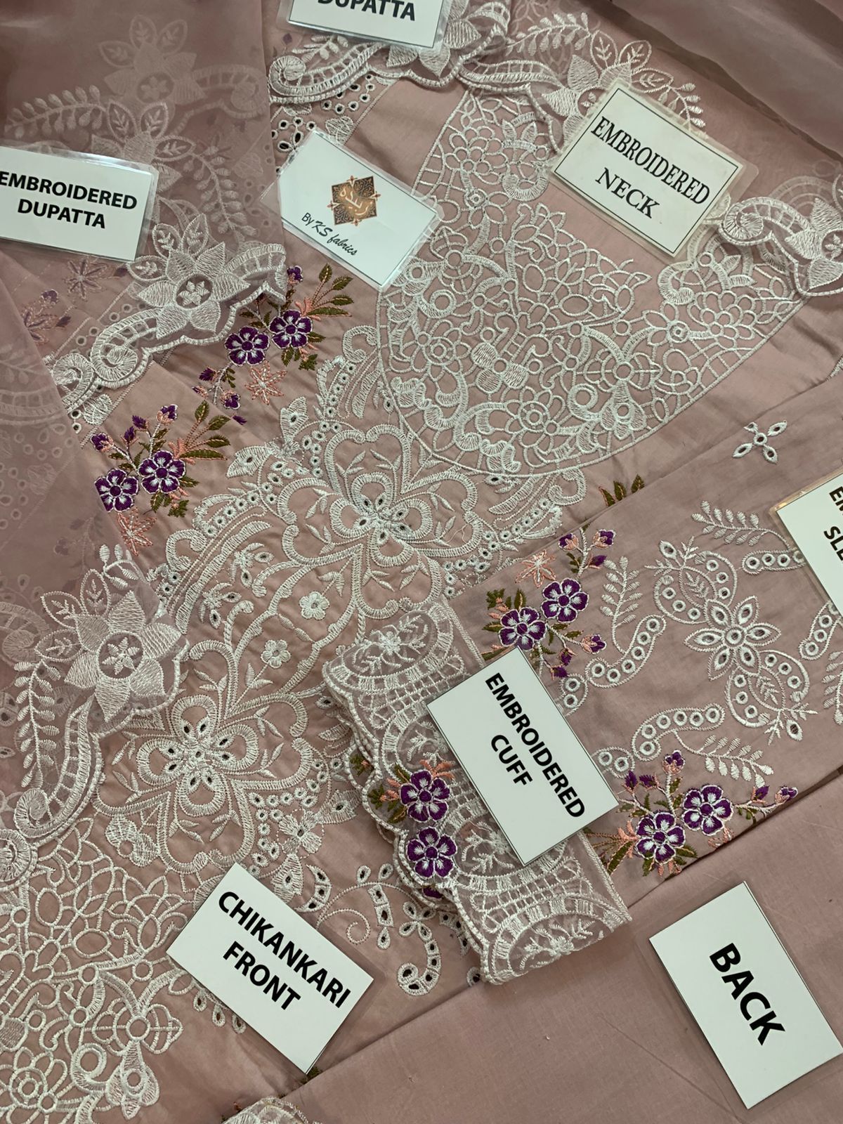 Premium 3 Piece Unstitched Embroidery Suit with Heavy Embroidered Organza Dupatta
