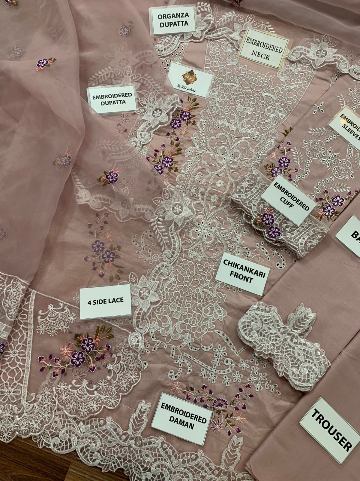 Premium 3 Piece Unstitched Embroidery Suit with Heavy Embroidered Organza Dupatta