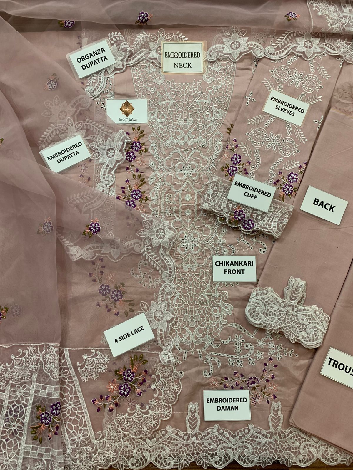 Premium 3 Piece Unstitched Embroidery Suit with Heavy Embroidered Organza Dupatta