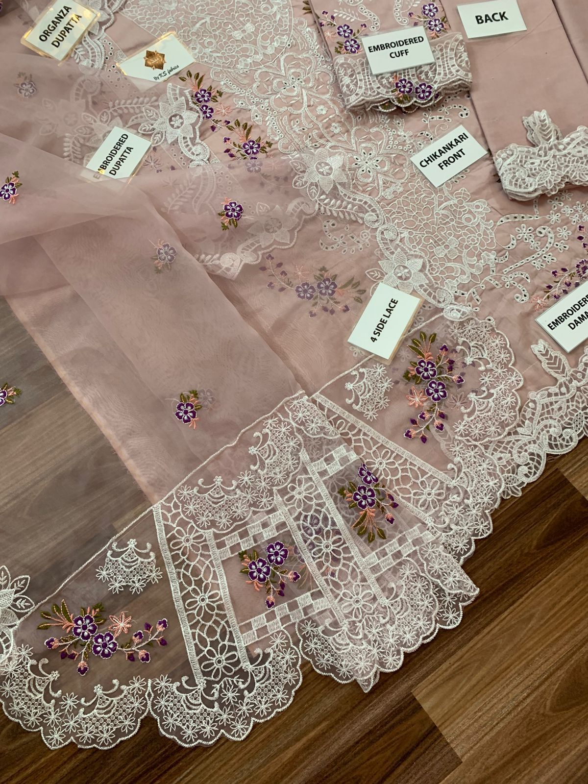 Premium 3 Piece Unstitched Embroidery Suit with Heavy Embroidered Organza Dupatta