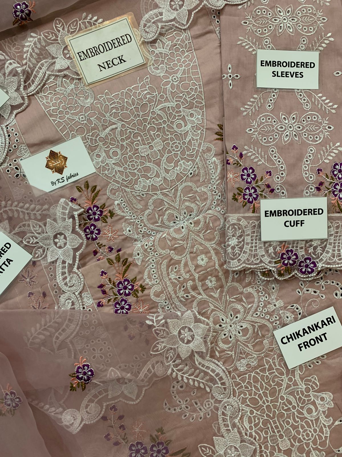 Premium 3 Piece Unstitched Embroidery Suit with Heavy Embroidered Organza Dupatta